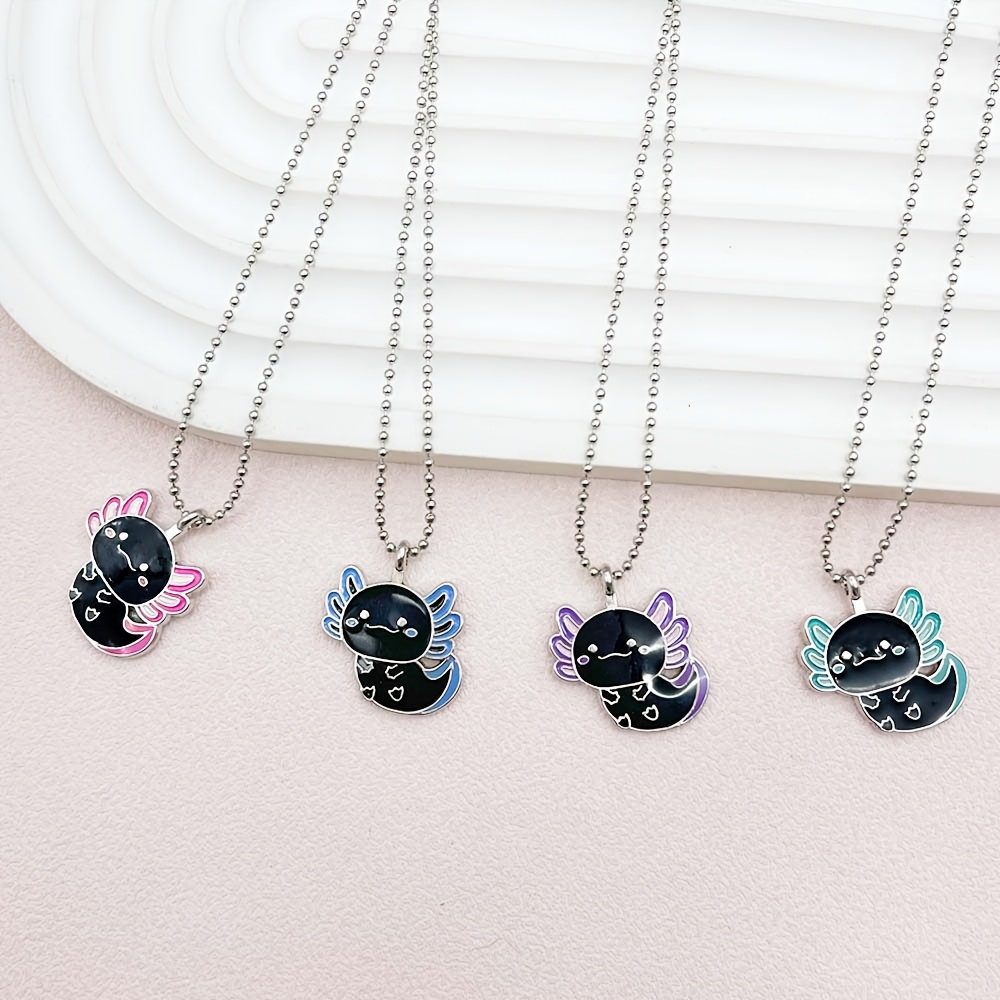 1 Adorable Axolotl Pendant Necklace - Alloy, Color-Changing Under High Temperature, Creative Women's Animal Jewelry Accessory, Uncoated, Perfect for Daily Wear and Special Occasions, Ideal Gift for Ladies