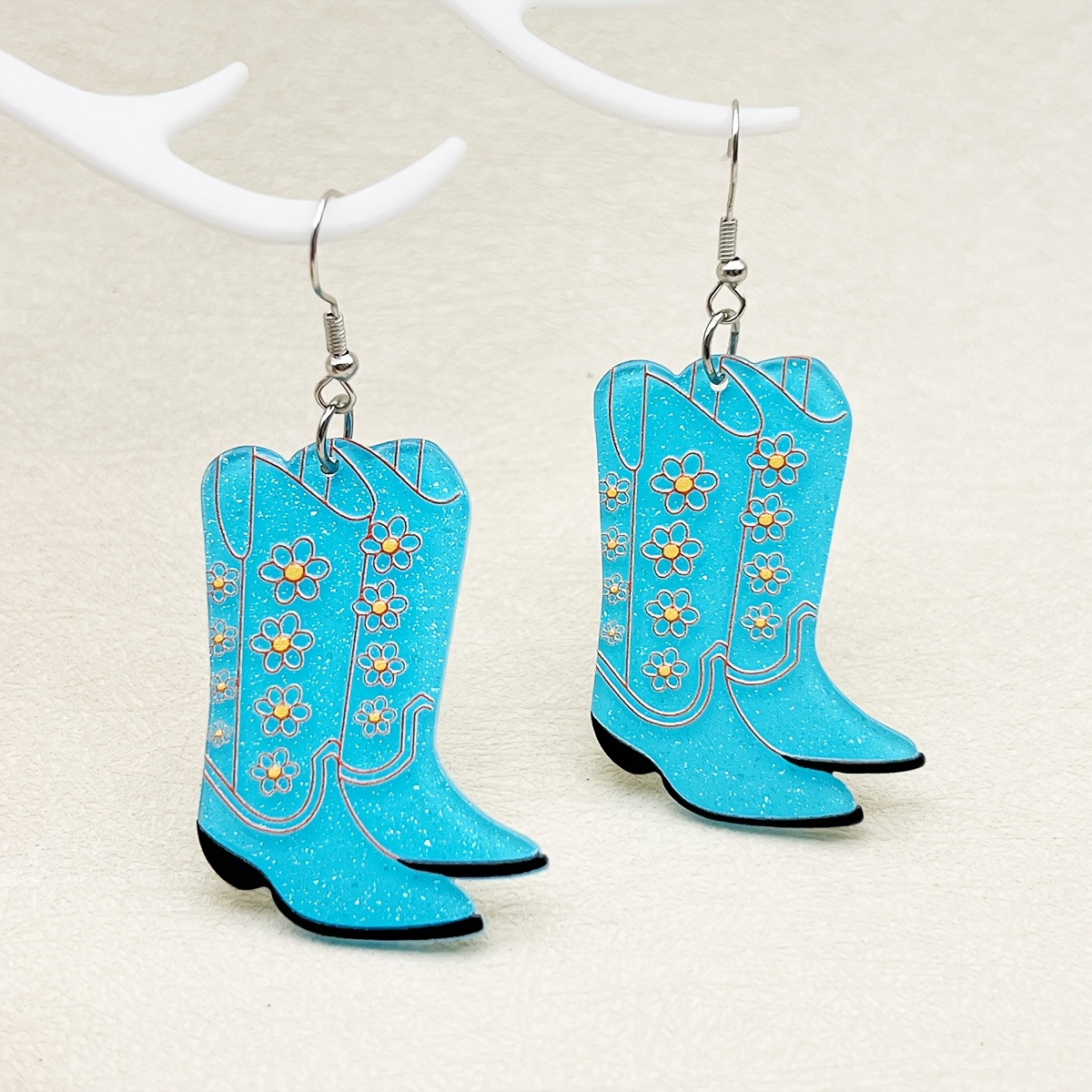 1 Pair of Unique and Fashionable Acrylic Boot-shaped Pendant Earrings, Mexican Festival Earrings, Western Cowboy Boot Earrings, Horse Racing Festival Earrings