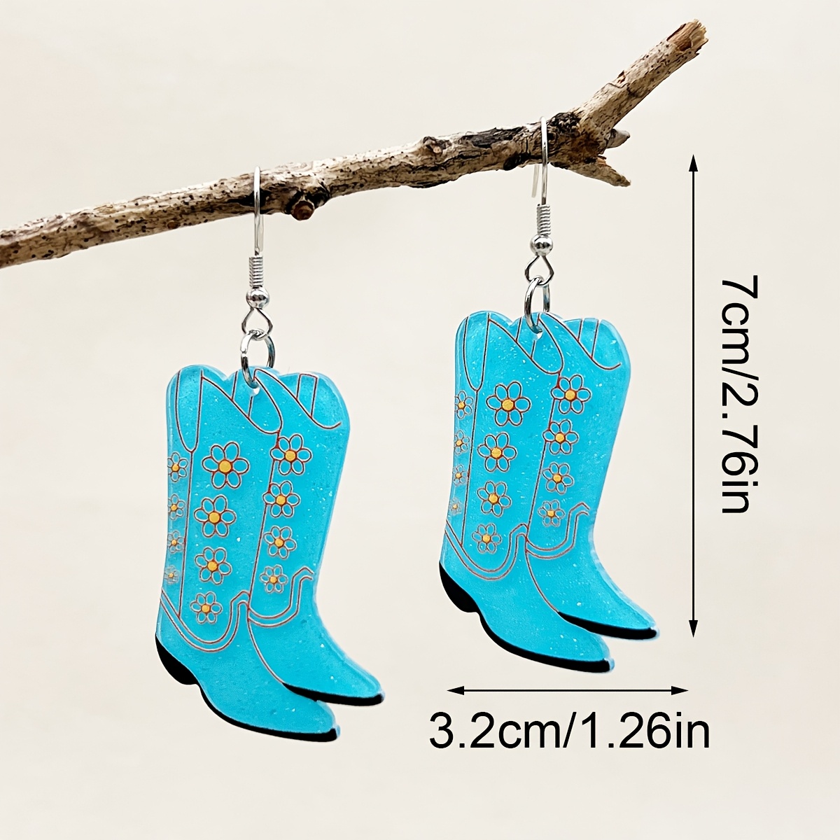 1 Pair of Unique and Fashionable Acrylic Boot-shaped Pendant Earrings, Mexican Festival Earrings, Western Cowboy Boot Earrings, Horse Racing Festival Earrings