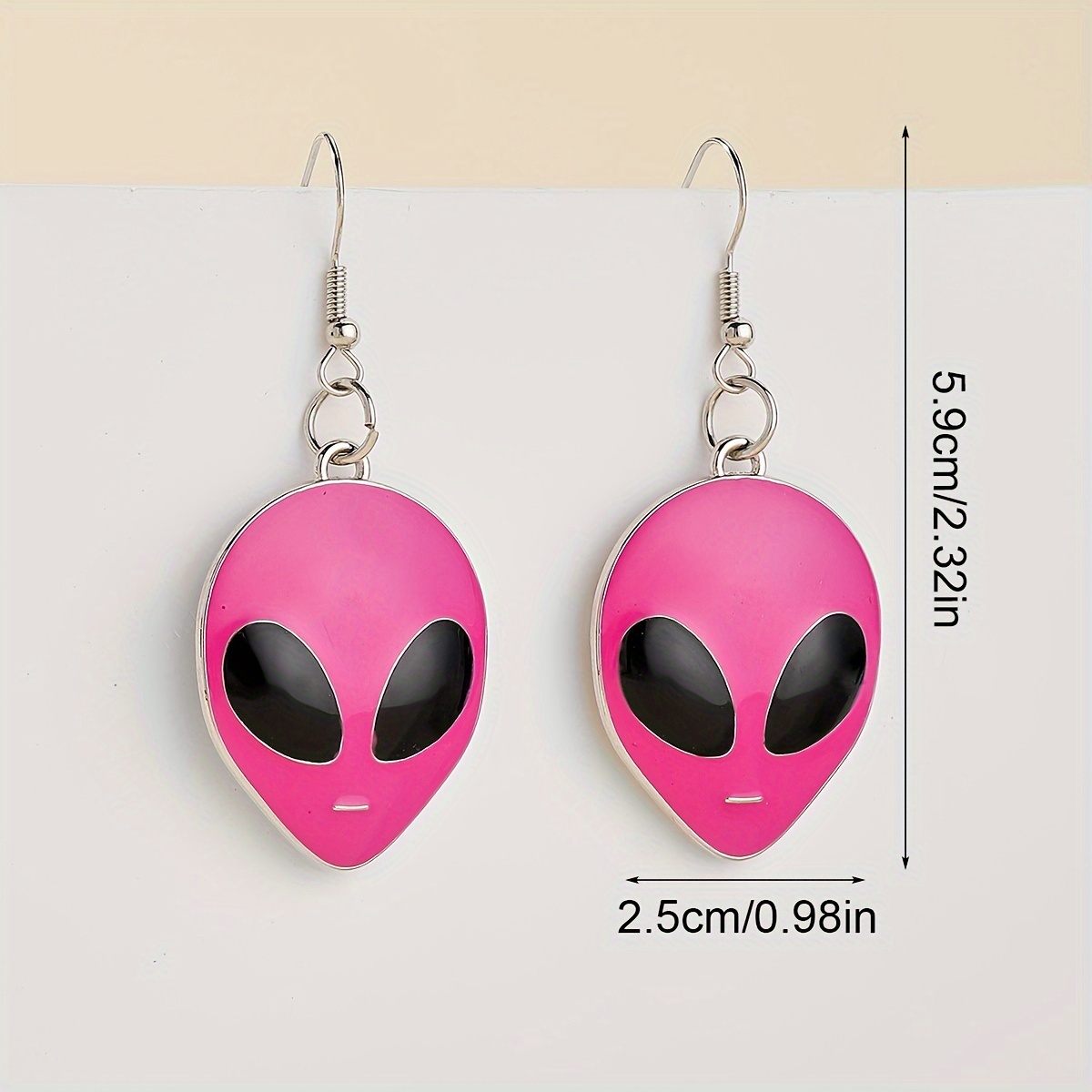 1-Pair Women' Alien Earrings - Oversized Cartoon Alien Ear Studs, Retro Sci-Fi Accessories Suitable for Daily Wear & Costume Events, Year-Round Statement Piece (No Coating)