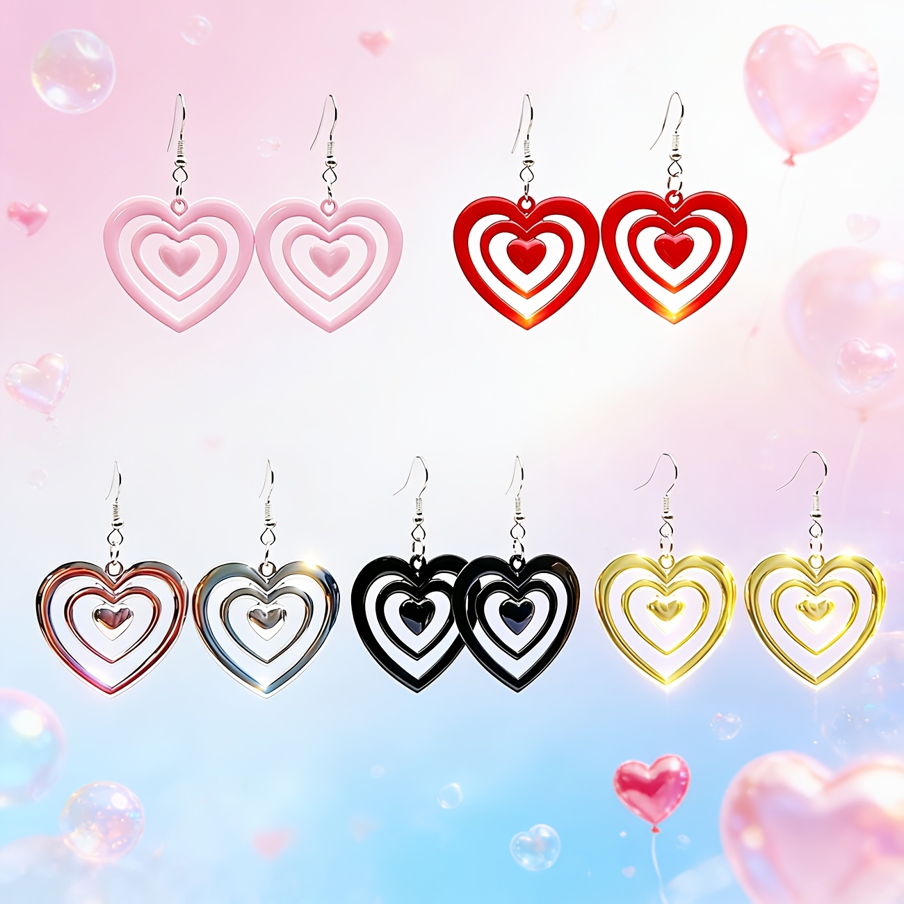 1 Pair Women's Minimalist Heart-Shaped Hollow-Out Dangle Earrings - Painted Vertical Heart Pendant, Valentine's Day Gift Suitable for Daily Wear & Special Occasions, Year-Round Neutral