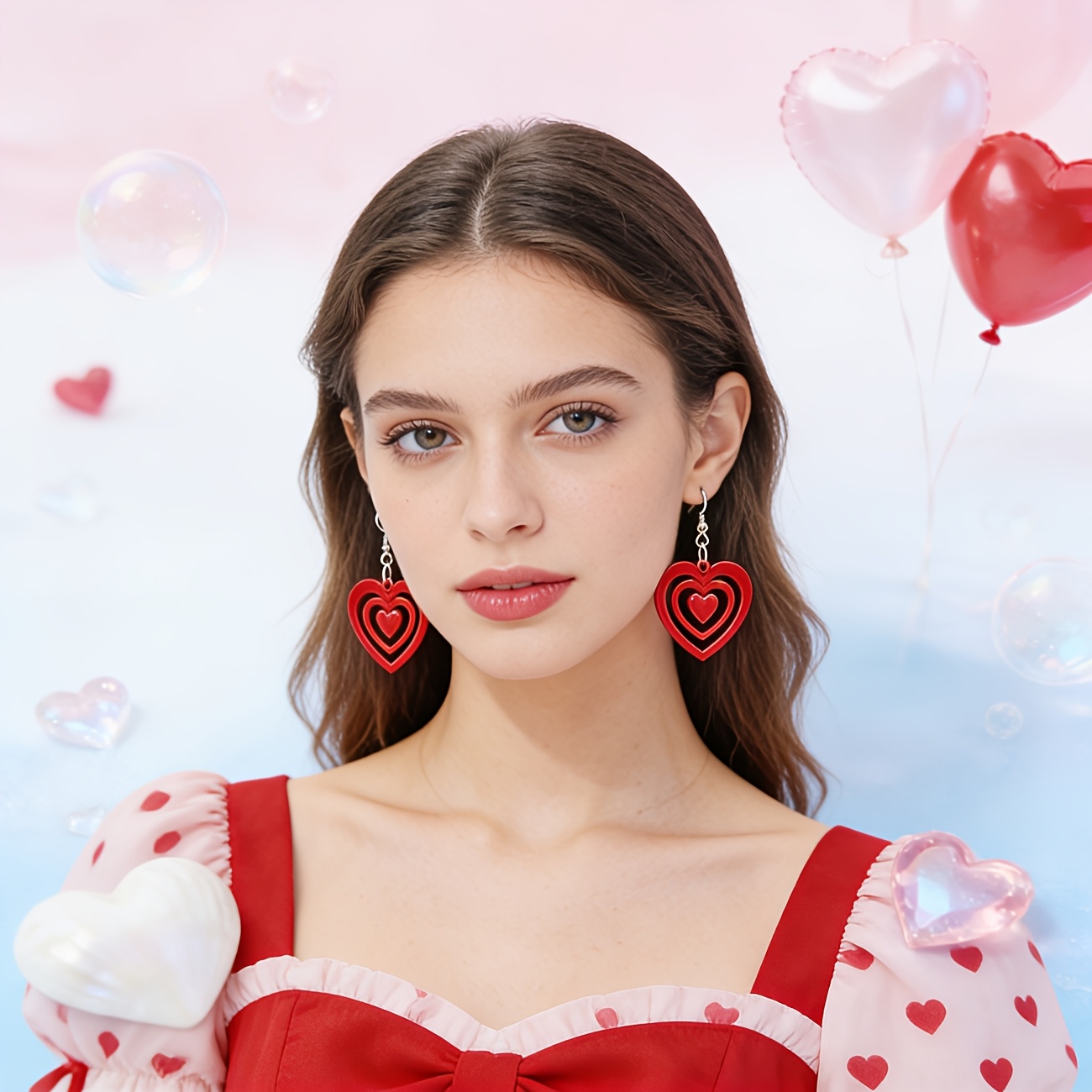 1 Pair Women's Minimalist Heart-Shaped Hollow-Out Dangle Earrings - Painted Vertical Heart Pendant, Valentine's Day Gift Suitable for Daily Wear & Special Occasions, Year-Round Neutral