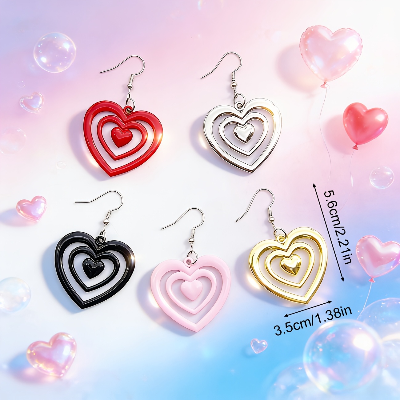 1 Pair Women's Minimalist Heart-Shaped Hollow-Out Dangle Earrings - Painted Vertical Heart Pendant, Valentine's Day Gift Suitable for Daily Wear & Special Occasions, Year-Round Neutral
