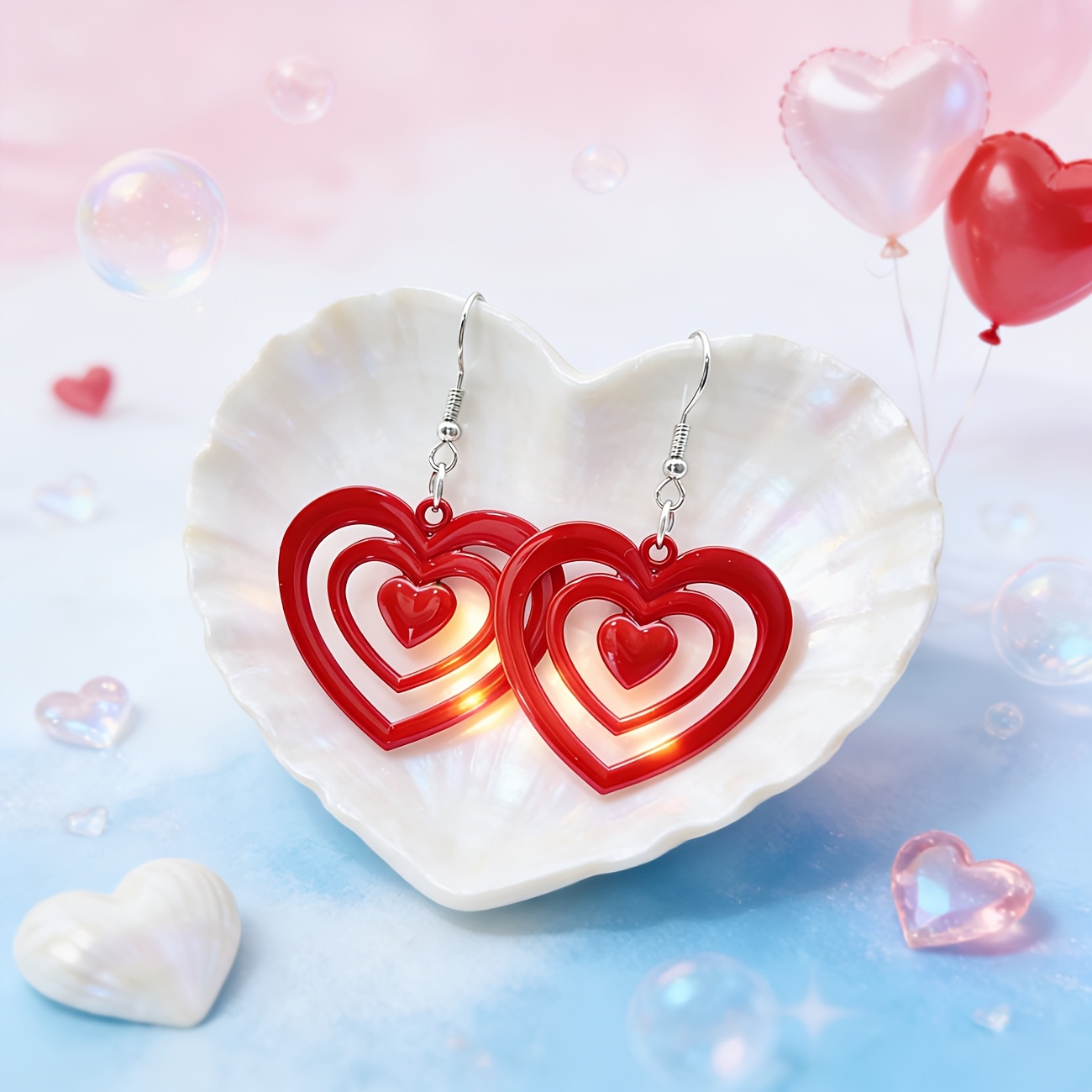 1 Pair Women's Minimalist Heart-Shaped Hollow-Out Dangle Earrings - Painted Vertical Heart Pendant, Valentine's Day Gift Suitable for Daily Wear & Special Occasions, Year-Round Neutral