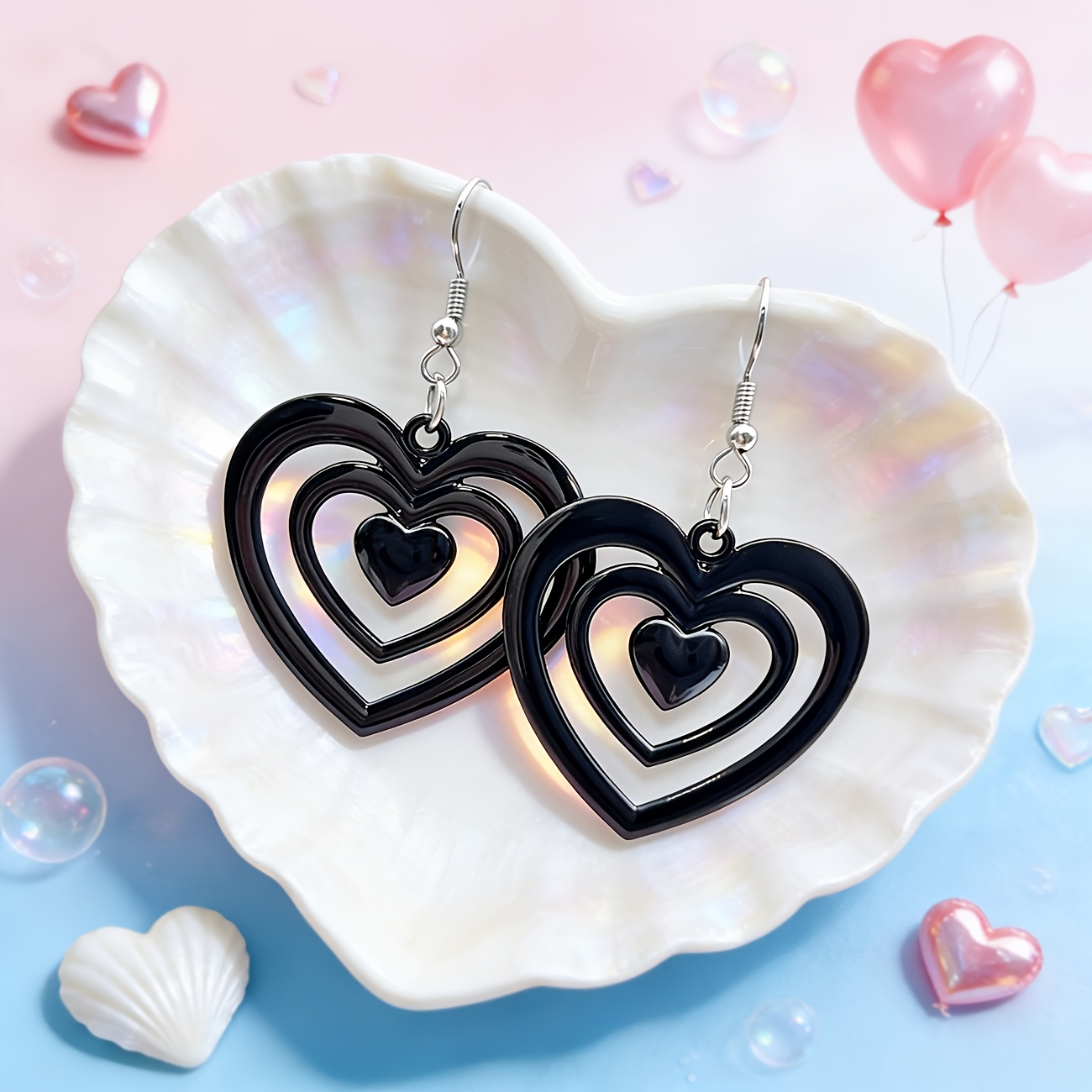 1 Pair Women's Minimalist Heart-Shaped Hollow-Out Dangle Earrings - Painted Vertical Heart Pendant, Valentine's Day Gift Suitable for Daily Wear & Special Occasions, Year-Round Neutral