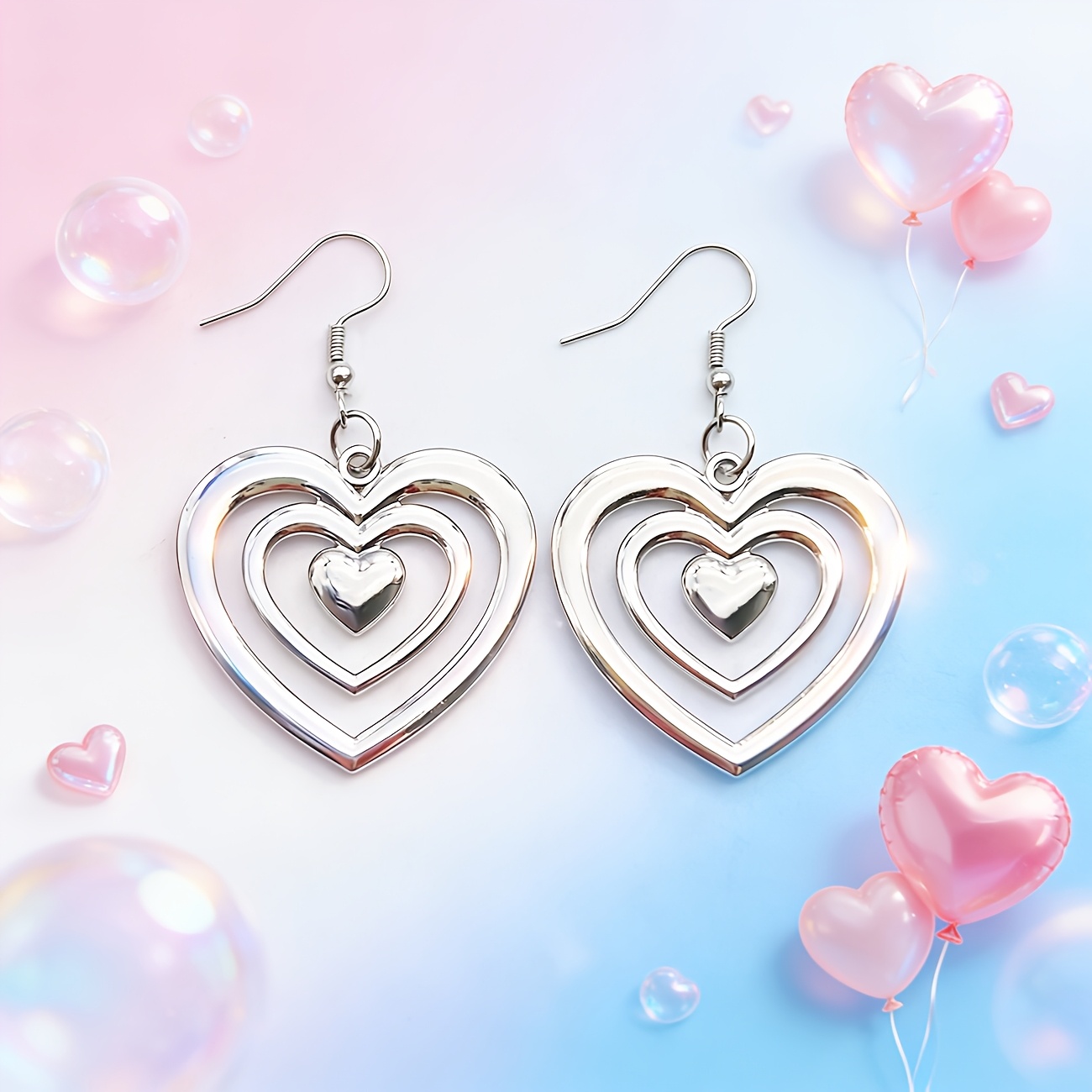 1 Pair Women's Minimalist Heart-Shaped Hollow-Out Dangle Earrings - Painted Vertical Heart Pendant, Valentine's Day Gift Suitable for Daily Wear & Special Occasions, Year-Round Neutral