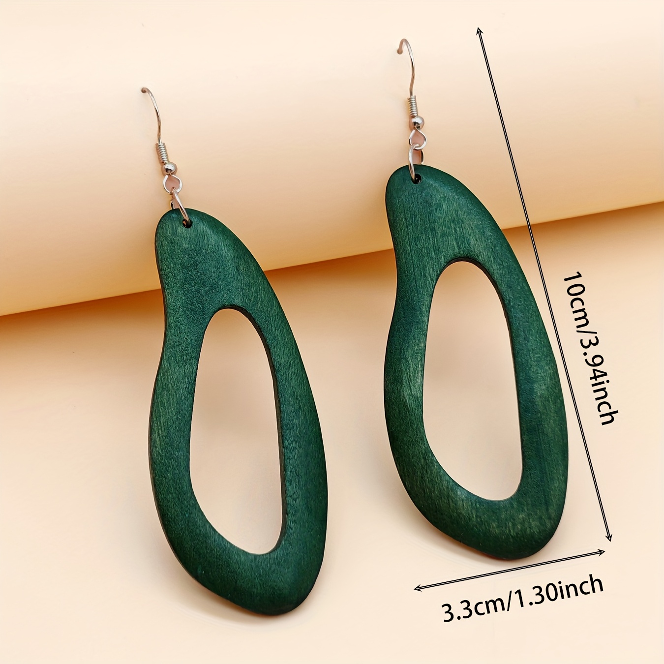 10 Pairs/Set, Colorful Long and Short Wooden Earrings Set - Exquisite Fashionable Geometric Patterned Country Style Women's Jewelry Set