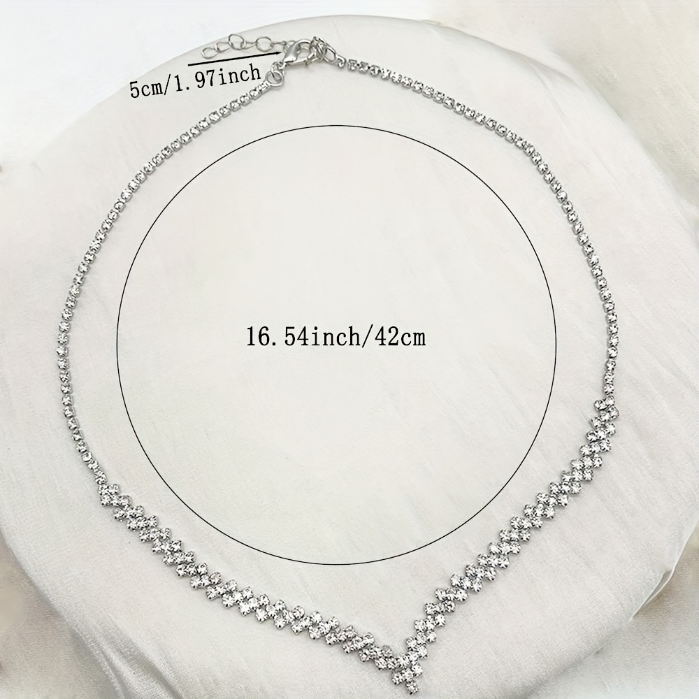 1pc Elegant -Encrusted Necklace with Sparkling Rhinestones - Perfect for Weddings, Parties, And Formal Events, Ideal Gift for Women, Formal Necklace | Sparkling Rhinestone Design | Detailed Chainwork, Necklace