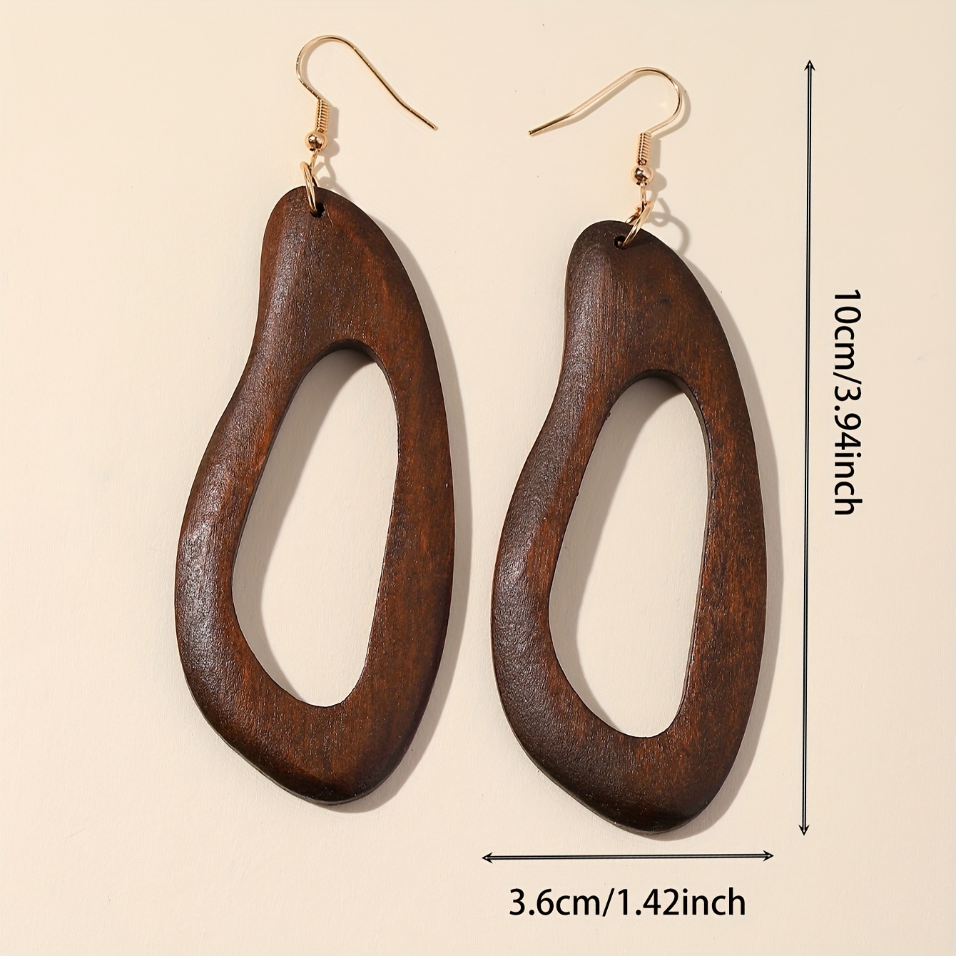 4 Pairs of Rustic Wooden Teardrop Earrings - Minimalist Style, Iron Hooks, All-Season Daily Wear, Vacation Accessory|Teardrop Dangle Earrings|Wooden Earrings