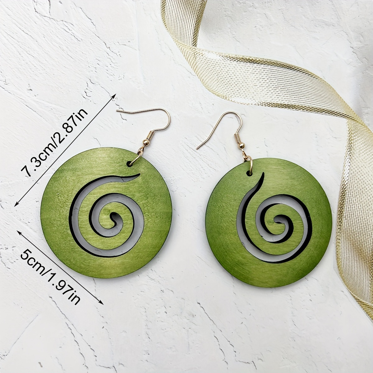 4 Pairs/Set European and American Cross-border Fashion Retro Hollow Snail Wooden Earrings, Bohemian Trendy Versatile Wooden Earrings, Popular Alternative Exaggerated Ear Ornaments Gift for Women