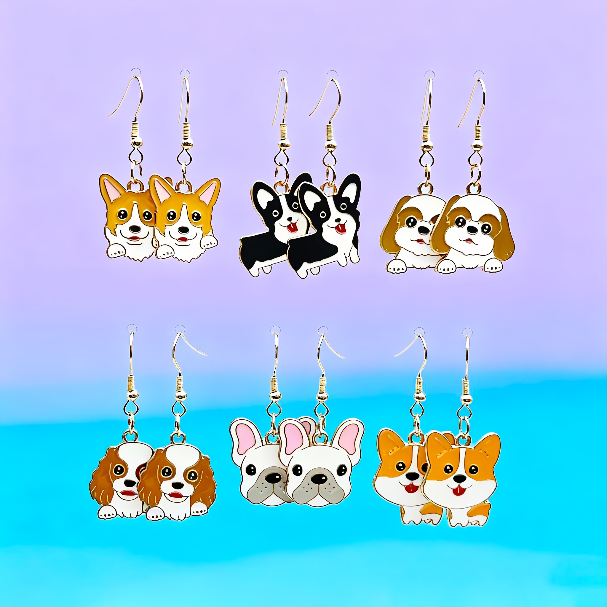 6 Pairs of Cute Mini Alloy Animal Drop Earrings Featuring Various Cartoon Designs, Perfect for Women As Everyday Or Festive Gifts with a Easy And Unique Style