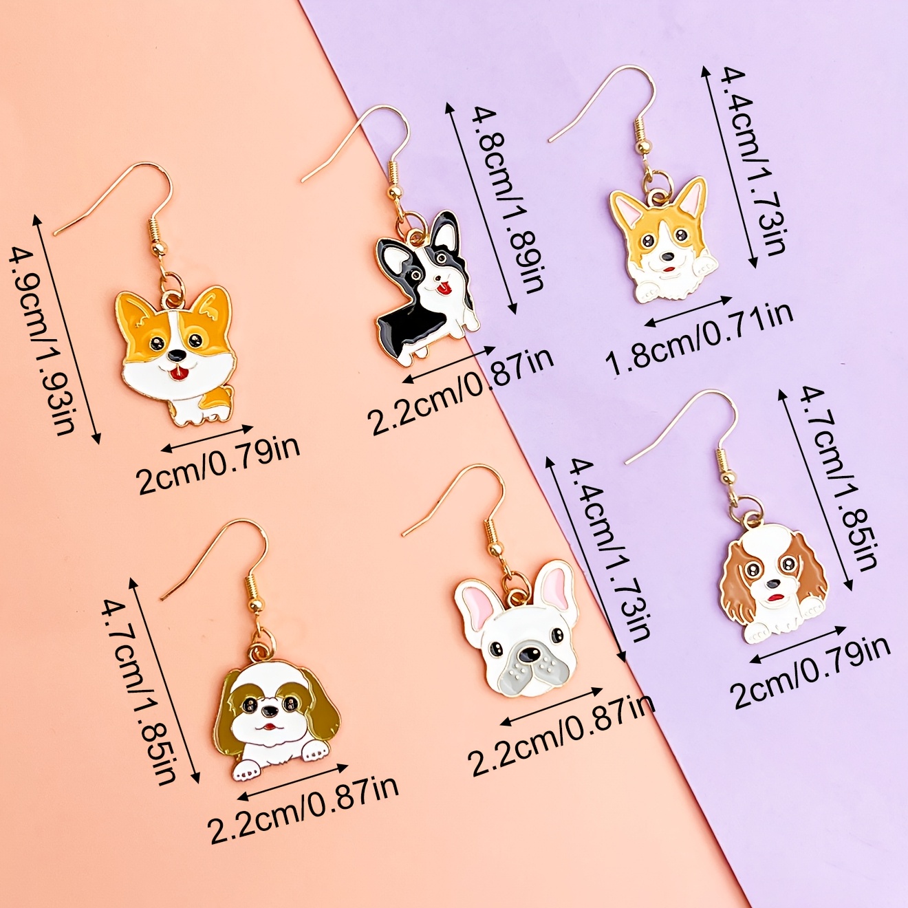 6 Pairs of Cute Mini Alloy Animal Drop Earrings Featuring Various Cartoon Designs, Perfect for Women As Everyday Or Festive Gifts with a Easy And Unique Style