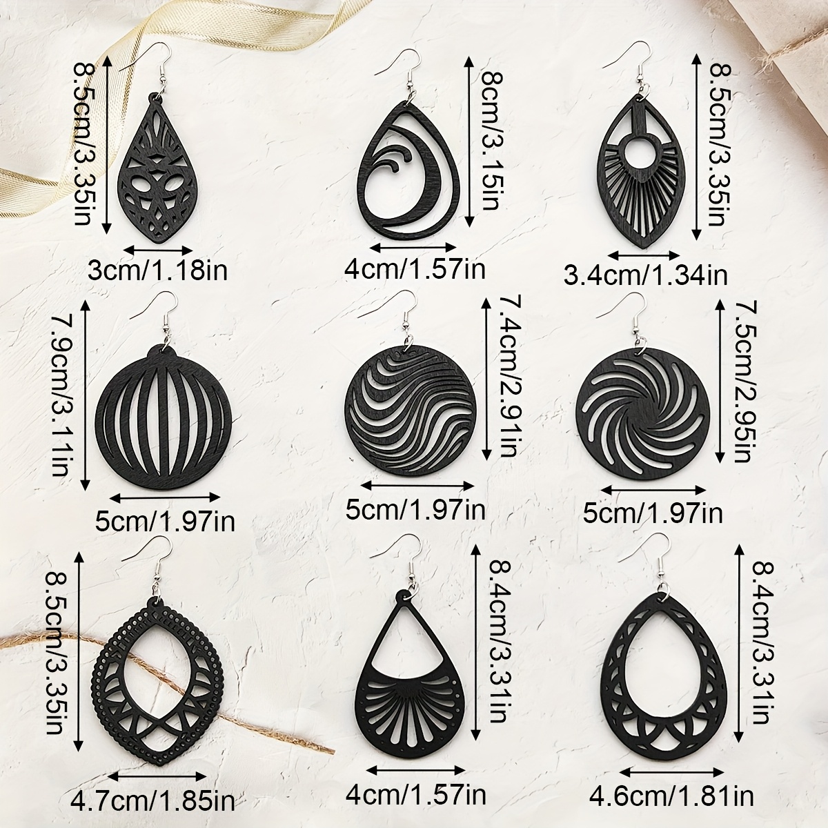 9 Pairs of Easy And Lightweight Bohemian-Style Wooden Earrings, Perfect for Women'S Everyday Fashion with Hollow Geometric Designs, Versatile Casual Pendants, And a Creative Gift Set of Various Wooden Earrings