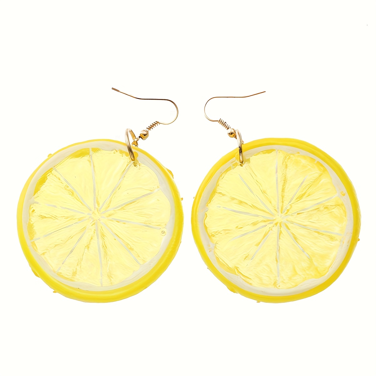 A Pair of Cute Fruit-Themed Earrings Featuring Trendy, Lightweight, Hollow, Three-Dimensional Lemon Elements