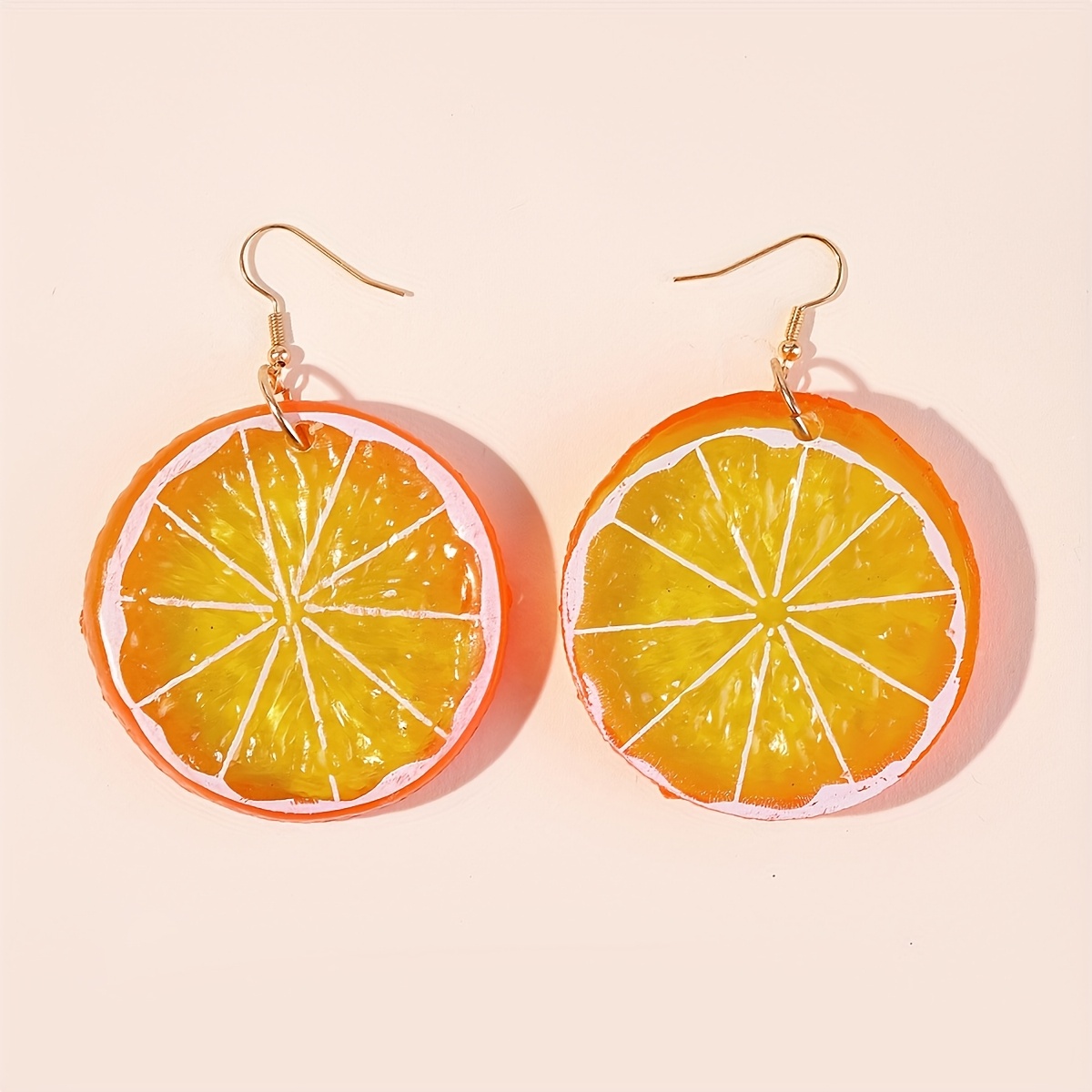 A Pair of Cute Fruit-Themed Earrings Featuring Trendy, Lightweight, Hollow, Three-Dimensional Lemon Elements