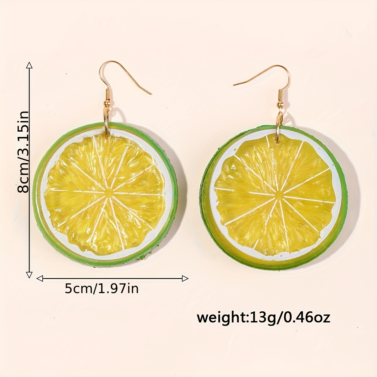 A Pair of Cute Fruit-Themed Earrings Featuring Trendy, Lightweight, Hollow, Three-Dimensional Lemon Elements