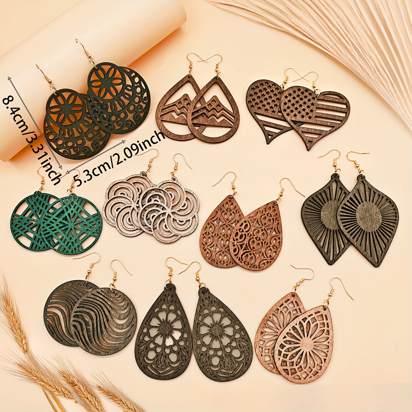 A Set of 10 Pairs of Women'S Earrings Featuring a Geometric Hollow Design in a European And American Style - Versatile Shapes, a Fashionable Gift Essential for Everyday Wear And Vacations