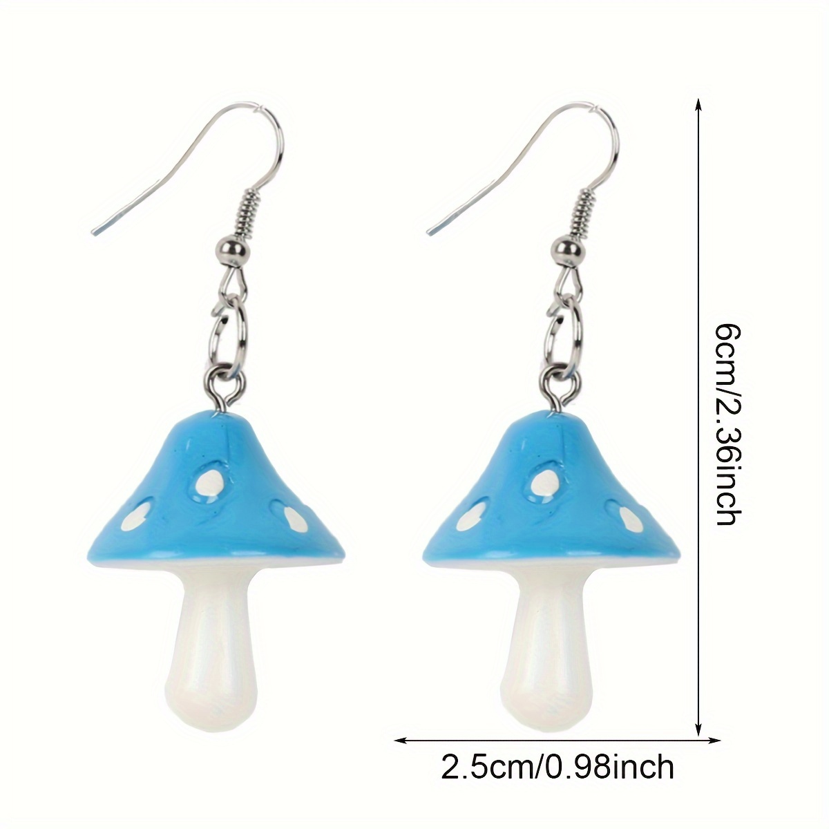 A set of Simple and Sweet Resin Mushroom Earrings, Women's Fashionable and Versatile Pastoral Style Drop Earrings