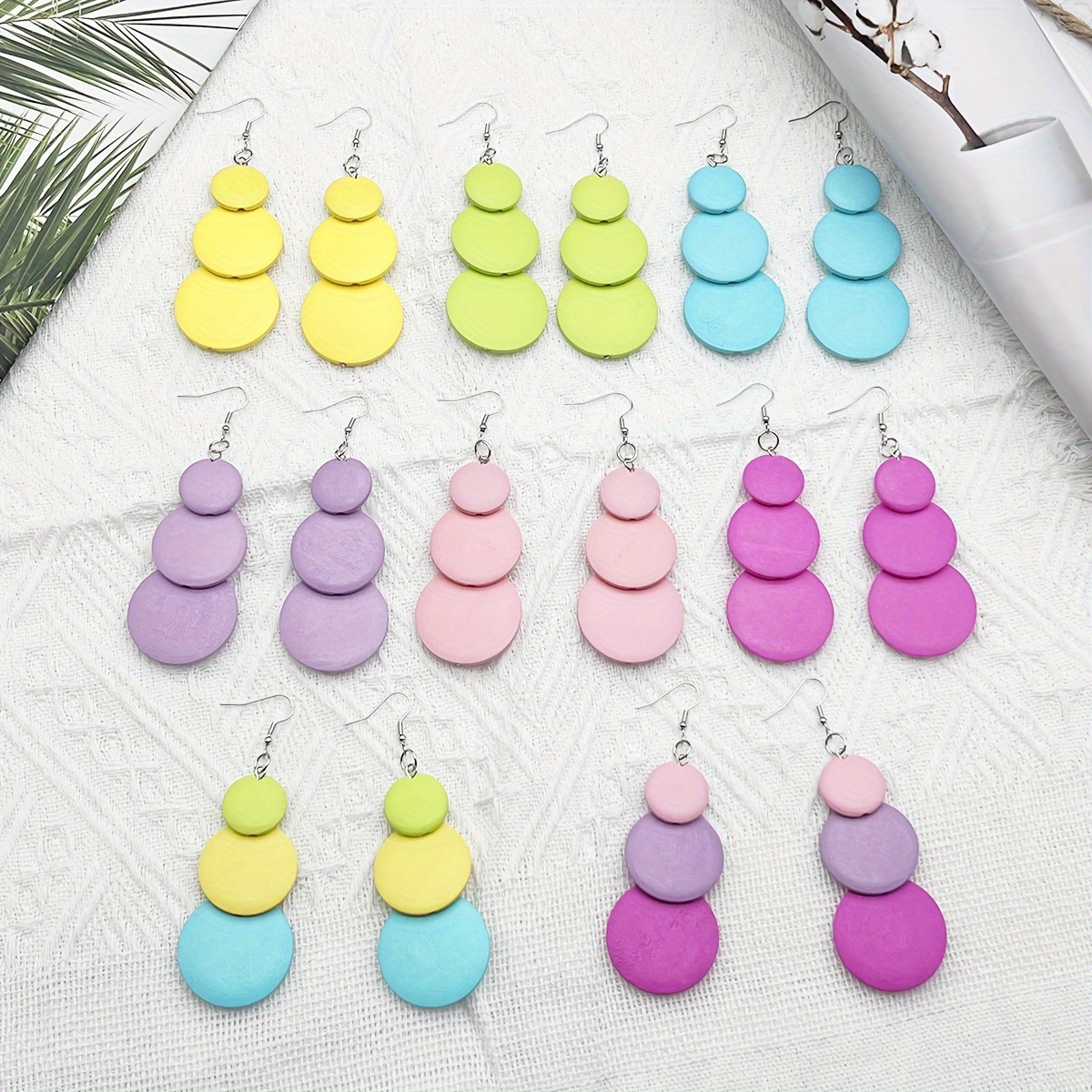 Boho-Chic Handcrafted Wooden Dangle Earrings - Colorful, Versatile & Trendy for Casual Attire, Quirky Earrings